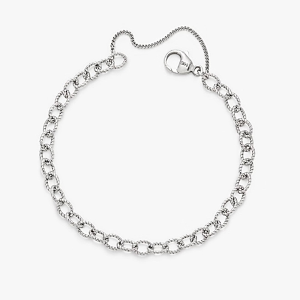James Avery Twisted Wire Cable Charm Bracelet With Cat Charm